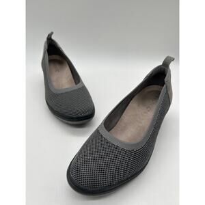 Vionic Shoes Womens‎ Size 6.5 Gray Fabric Jacey Knit Slip On Wedge Shoes